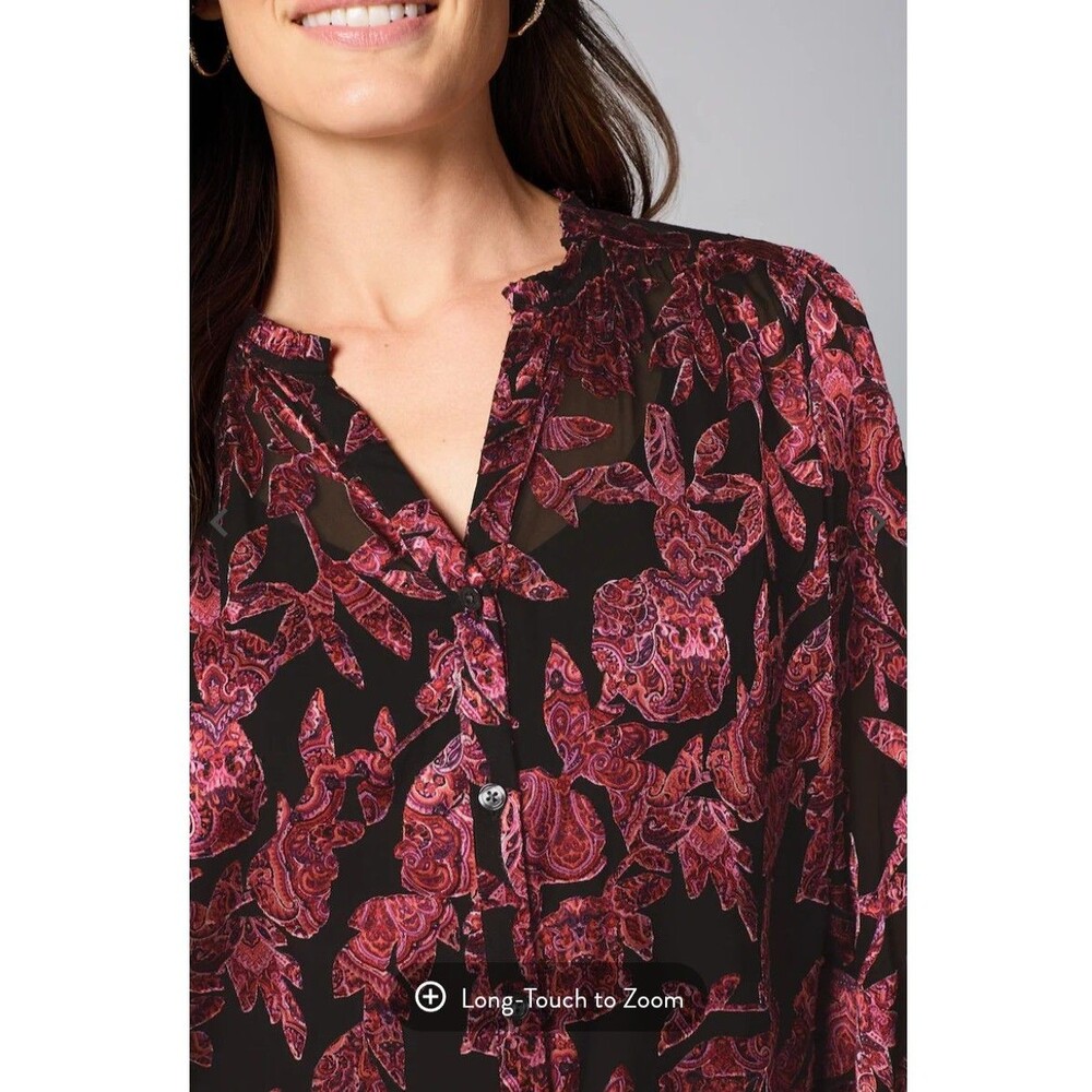 J Jill Paisley Burnout Button Blouse
